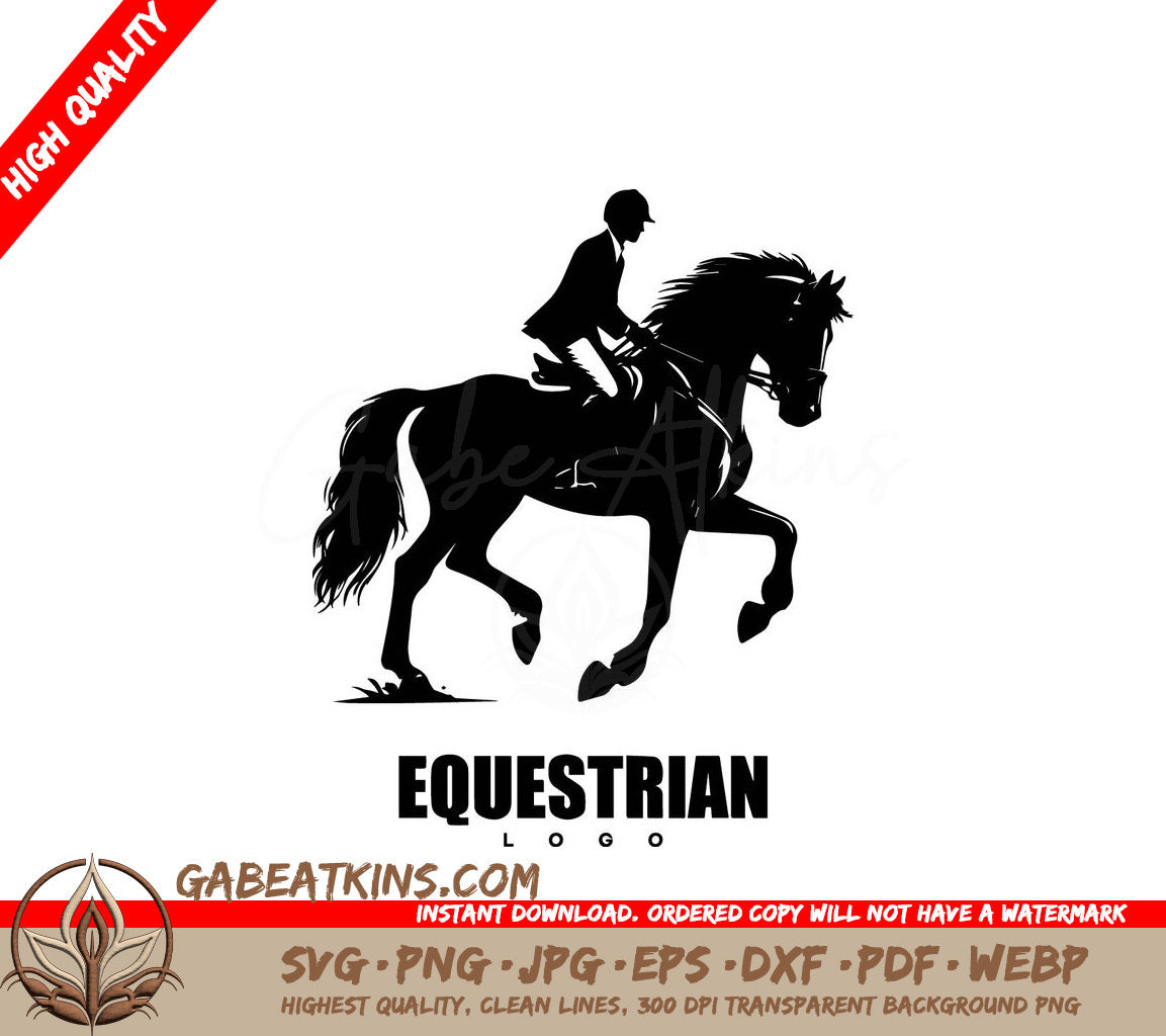 A Silhouette Of An Equestrian Riding A Horse SVG - equestrian logo template SVG