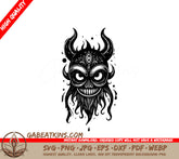 Evil Monster Skull with Horns and Beard -  Cartoon SVG SVG
