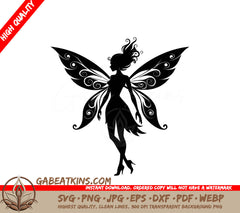 Fairy Silhouette SVG - Beautiful Wings Vector Design SVG