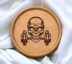 Skull Holding Dumbbell SVG - Fitness Anatomy Illustration SVG