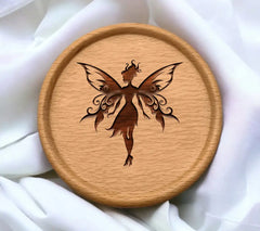 Fairy Silhouette SVG with Wings - Flower Fairy Design SVG