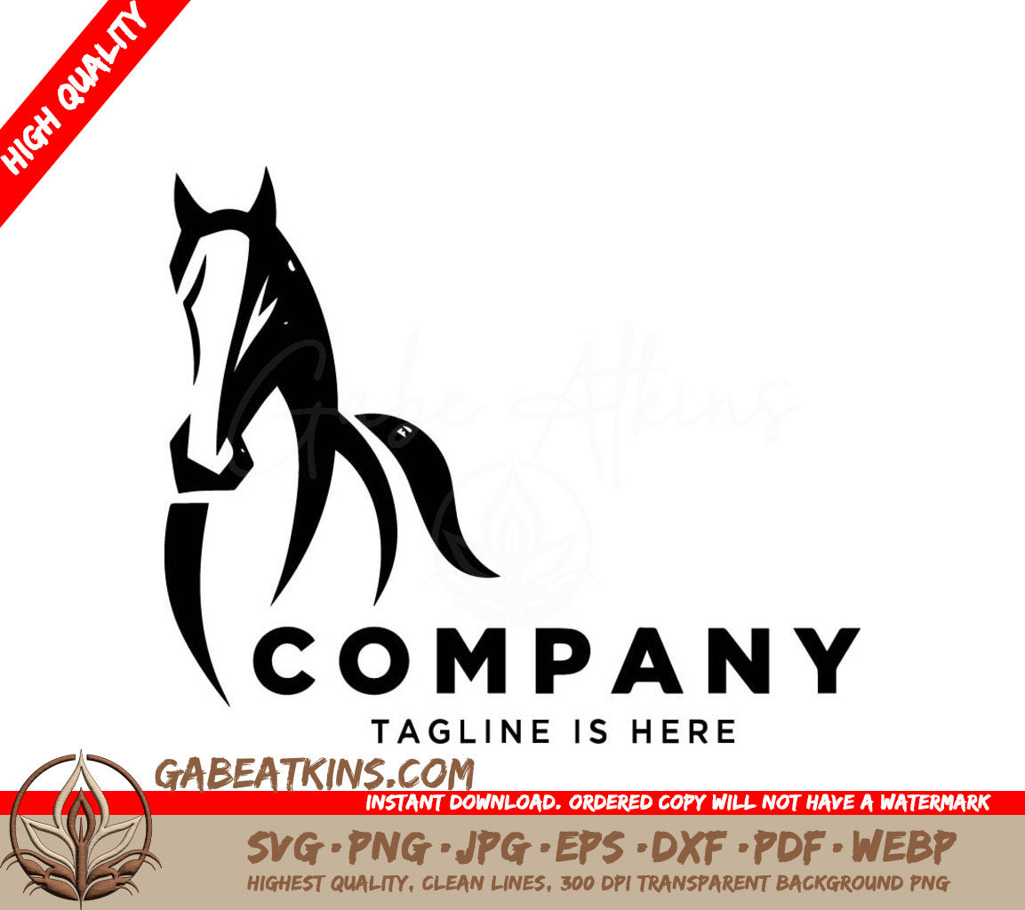 A Black And White Logo For A Company With A Horse SVG - front view running horse logo SVG