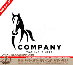A Black And White Logo For A Company With A Horse SVG - front view running horse logo SVG