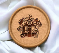 Gingerbread House with Lollipops SVG Illustration SVG