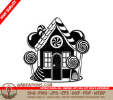 Gingerbread House with Lollipops SVG Illustration SVG