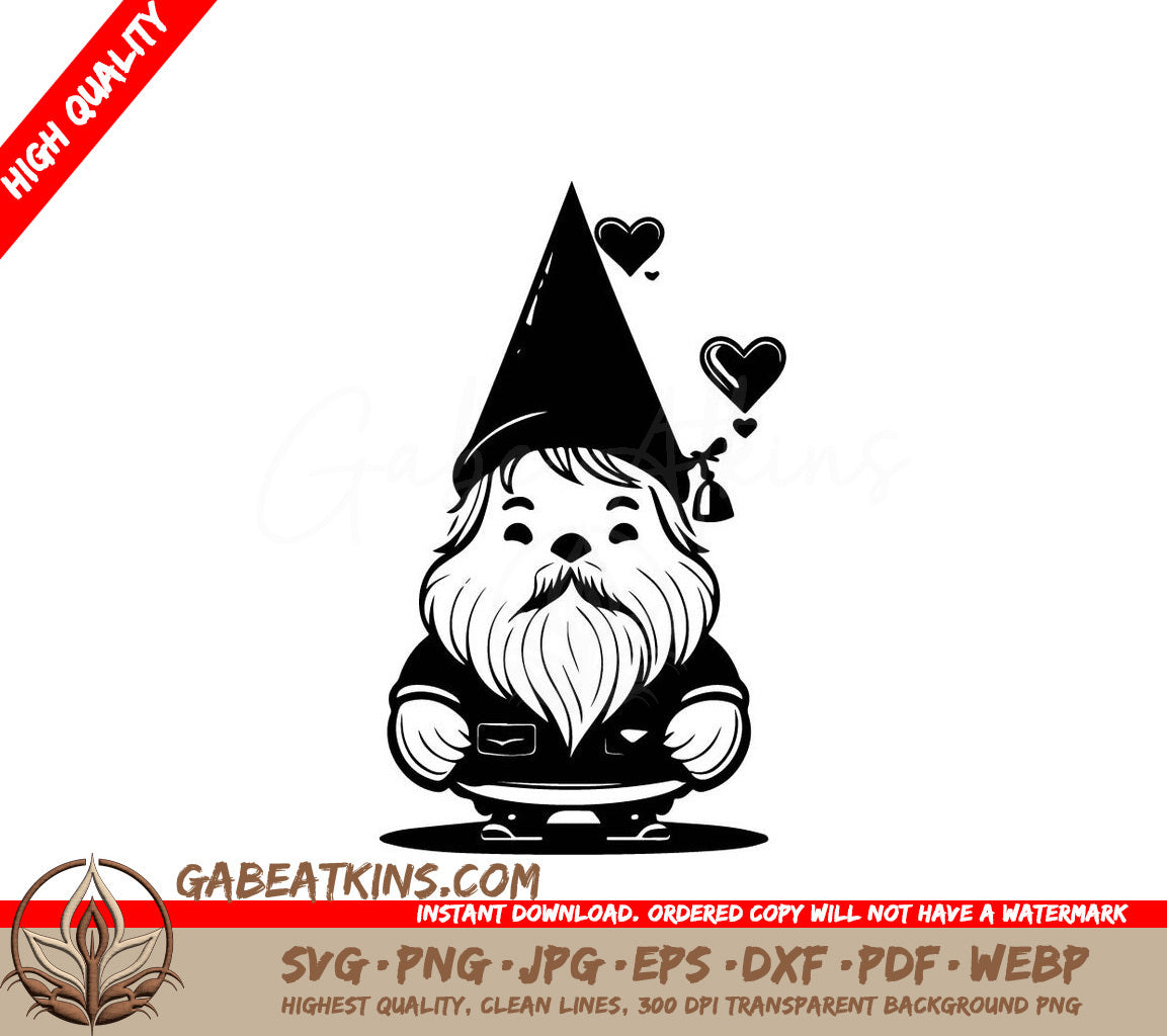 Gnome Valentine SVG - Love Illustration Sketch SVG