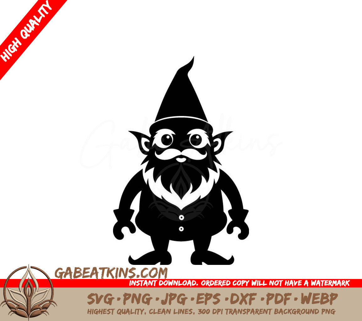 Gnome Silhouette SVG - Beard, Hat, Vector Art SVG