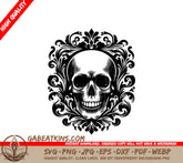 Grim Reaper Skull Floral Frame SVG - Silhouette SVG