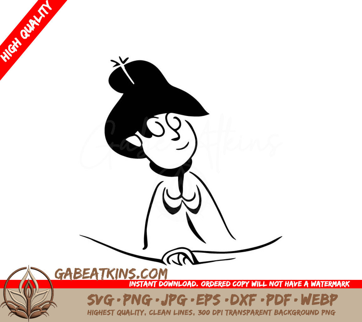Cowboy Hat Woman Line Art SVG - Doodle Illustration SVG