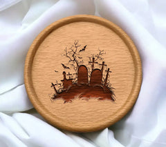 Halloween Cemetery SVG - Bats and Trees SVG