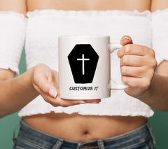 Halloween Coffin SVG - Black Coffin with White Cross SVG