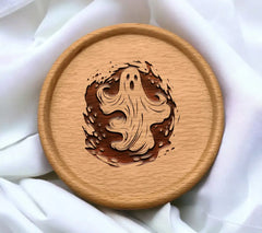 Halloween Ghost Circle SVG - Vector Illustration SVG