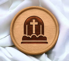 Grave with Cross SVG Icon - Halloween Graveyard Pictogram SVG