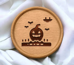 Halloween Pumpkin Silhouette SVG with Bats - Pictogram SVG