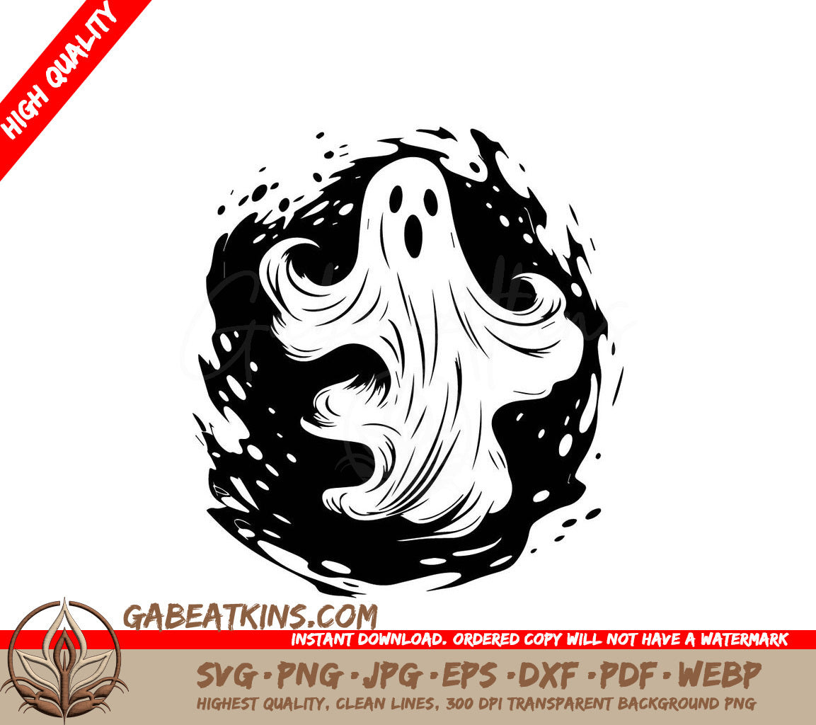 Halloween Ghost Circle SVG - Vector Illustration SVG