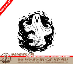 Halloween Ghost Circle SVG - Vector Illustration SVG