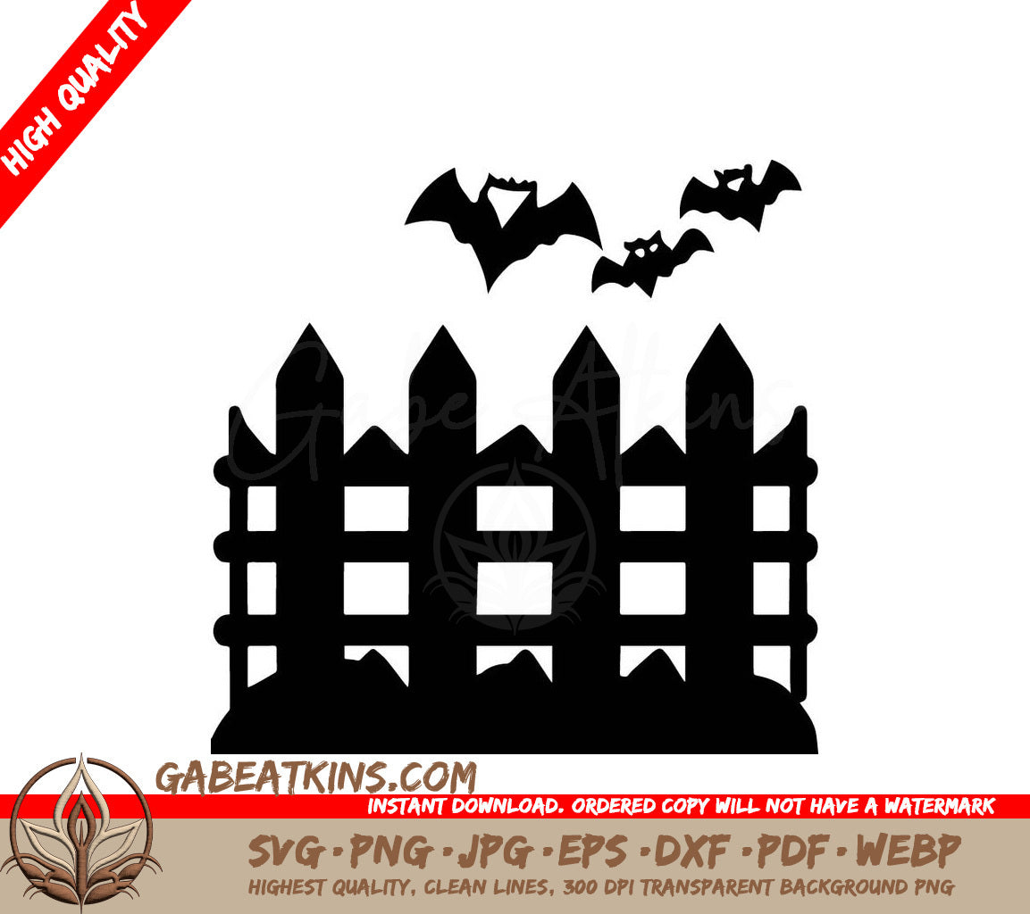 Halloween Bats & Fence SVG - Pictogram SVG