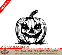 Halloween Pumpkin SVG with Bats - Drawing SVG