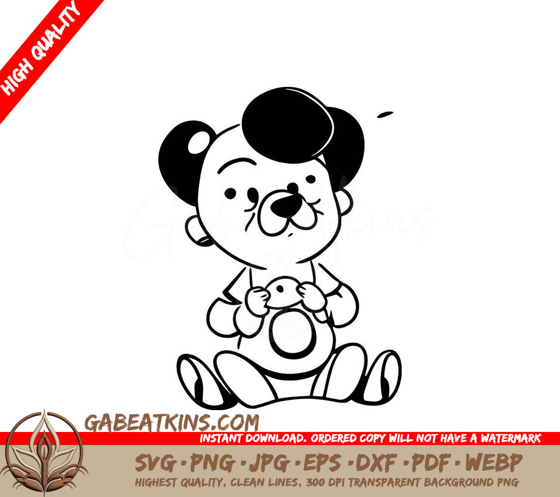 Cute Baby Teddy Bear SVG -  Drawing with Hat, Pacifier & Diaper SVG