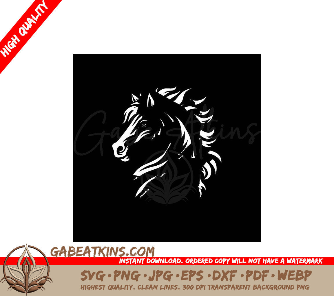 A Horses Head On A Black Background SVG - horse head silhouette golden color SVG