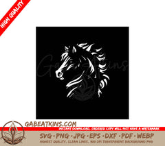 A Horses Head On A Black Background SVG - horse head silhouette golden color SVG