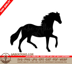A Black Silhouette Of A Horse On A White Background SVG - horse silhouette horse vector horse SVG