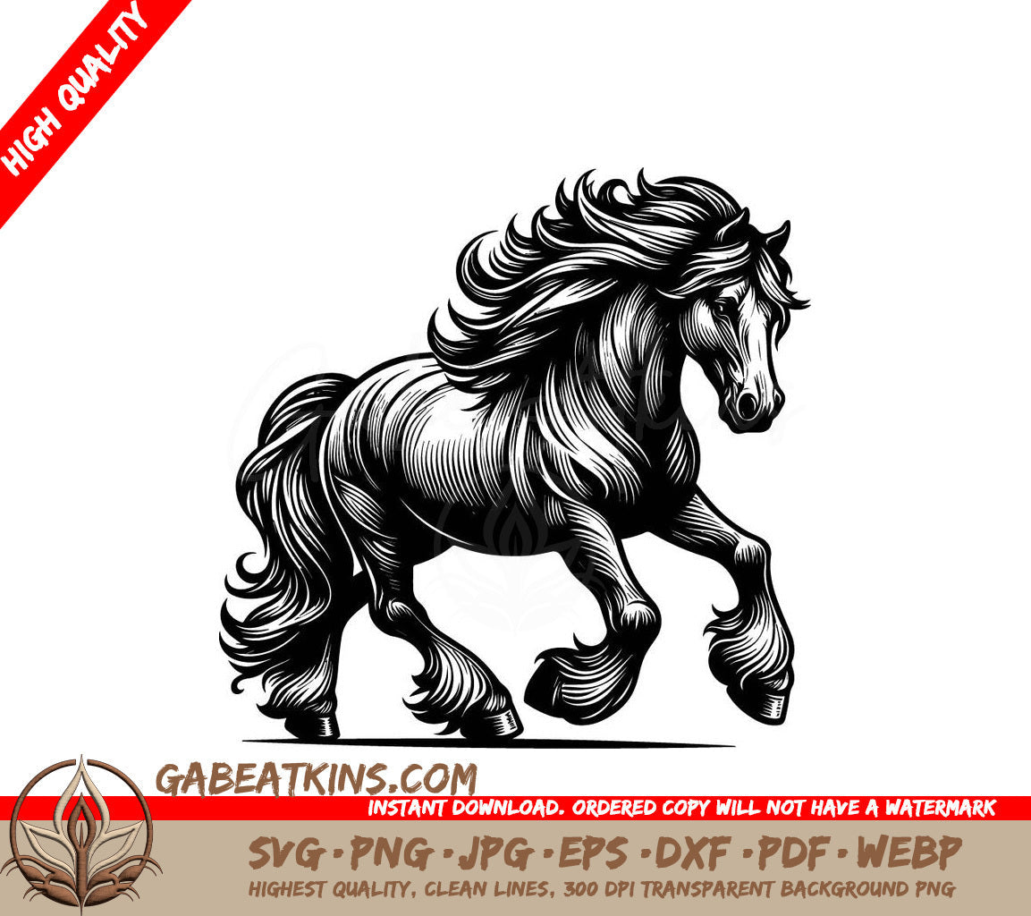 A Horse With A Long Mane SVG - horse vector art illustration design wild horse head decorative vector tshirt art SVG