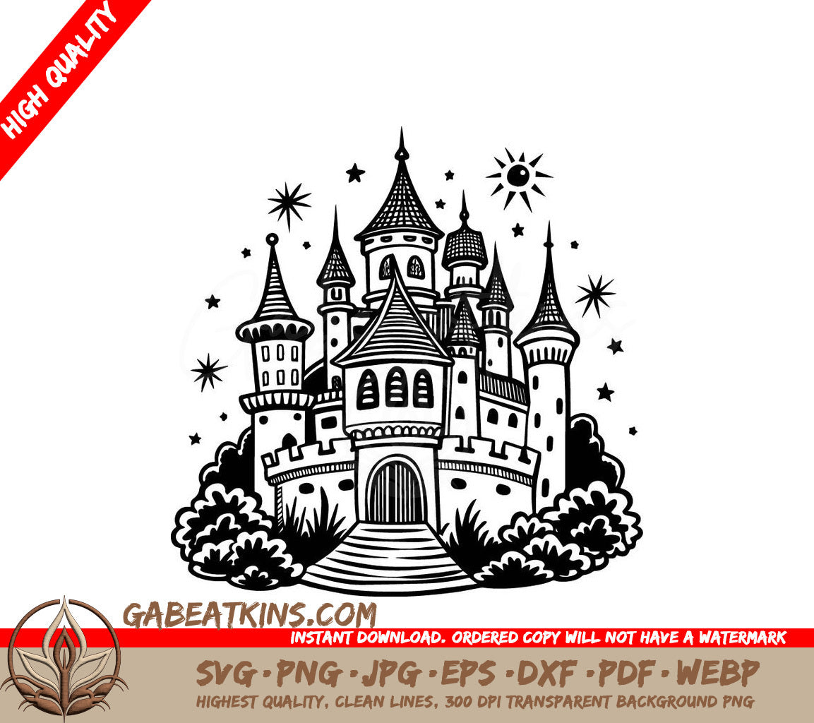 Castle Drawing SVG - Illustration with Stairs SVG