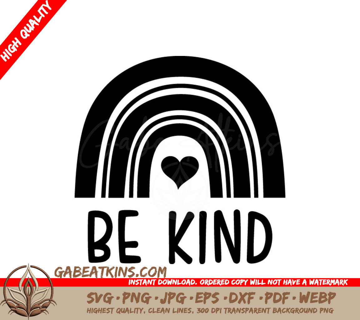 Rainbow Heart SVG - Be Kind Inspirational Design Bundle SVG