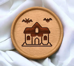Haunted House with Bats SVG - Halloween Icon Clipart SVG