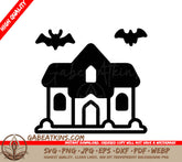 Haunted House with Bats SVG - Halloween Icon Clipart SVG