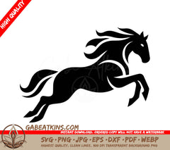 A Horse On Its Hind Legs SVG - jumping horse isolated on white running black horse illustration vector logo SVG