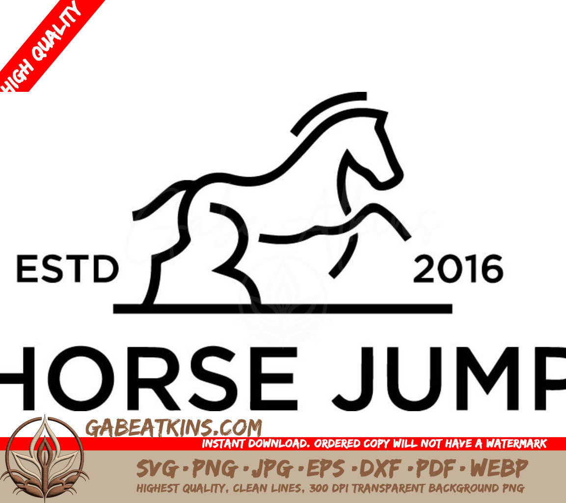 A Black And White Logo For Horse Jump With A Horse Jumping SVG - jumping horse logo design vector illustration SVG