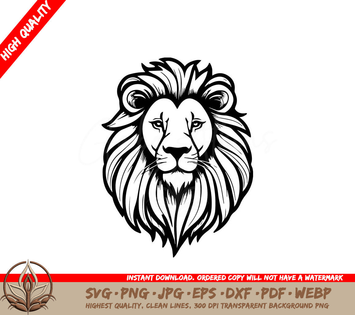 Lion Head Cartoon SVG PNG JPG AI PDF DXF EPS and WebP - Digital Download