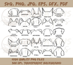 Dog Ears SVG Bundle - The Ultimate Collection | Hand Drawn | Dog ears outline bundle | Svg Clipart bundle | Line art | Tattoo Design | SVG, PNG bundle, Dog Ears SVG - The Ultimate Collection | Hand Drawn | Dog ears outline bundle | Svg Clipart bundle | Line art | Tattoo Design | SVG, PNG bundle
