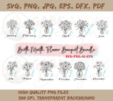 Floral Symphony: Birth Month Flower Bouquet SVG Collection | Clipart | Birth Month Flowers, birthday flower eps, Birthday Flower Svg, birthday flowers png, birthday month svg, Birthday svg, Botanical svg, cricut, Floral Svg, Flower Svg Bundle, Svg, svg bundle, Wildflower | Gabe Atkins Designs