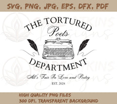 The Tortured Poets Department Typewriter SVG | TTPD Circle SVG, PNG J | TTPD Circle SVG, PNG JPG, EPS, DXF, PDF