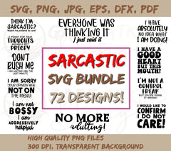 Sarcastic SVG Bundle for Cricut and Silhouette - 72 Designs | Funny S | Funny Sarcastic Quotes SVG bundle