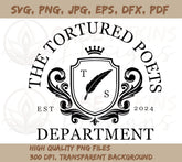 Tortured Poets Department SVG | Includes SVG, PNG JPG, EPS, DXF, PDF and WebP Formats