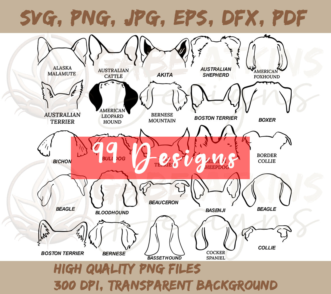Dog Ears SVG Bundle - The Ultimate Collection | Hand Drawn | Dog ears outline bundle | Svg Clipart bundle | Line art | Tattoo Design | SVG, PNG bundle, Dog Ears SVG - The Ultimate Collection | Hand Drawn | Dog ears outline bundle | Svg Clipart bundle | Line art | Tattoo Design | SVG, PNG bundle