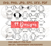Dog Ears SVG Bundle - The Ultimate Collection | Hand Drawn | Dog ears outline bundle | Svg Clipart bundle | Line art | Tattoo Design | SVG, PNG bundle, Dog Ears SVG - The Ultimate Collection | Hand Drawn | Dog ears outline bundle | Svg Clipart bundle | Line art | Tattoo Design | SVG, PNG bundle
