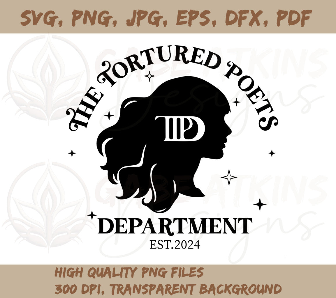 TTPD SVG: Taylor Swift Silhouette Head w/TTPD Digital Instant Download