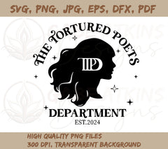 TTPD SVG: Taylor Swift Silhouette Head w/TTPD Digital Instant Download