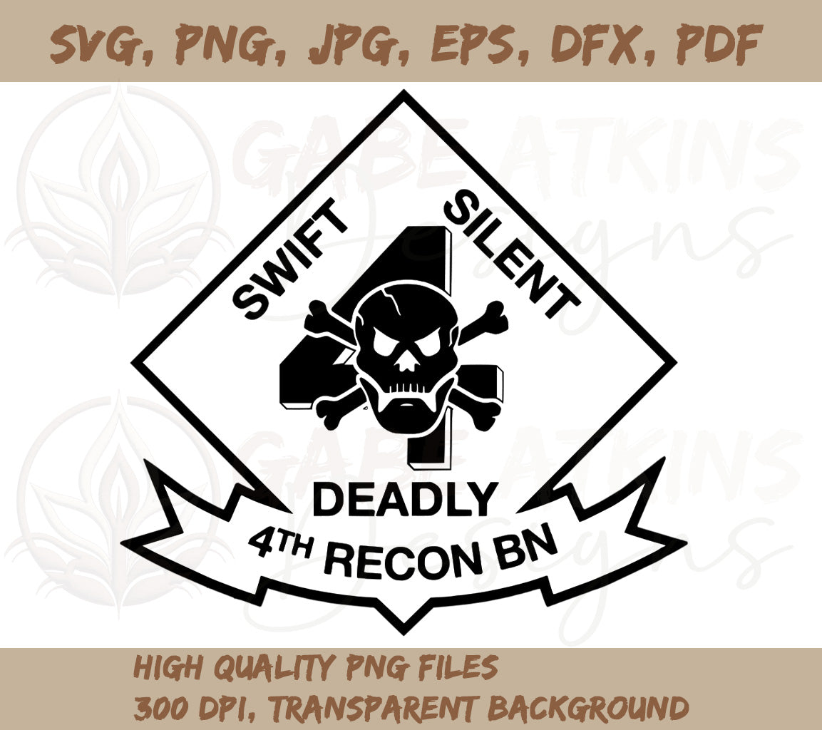 USMC 4th Recon Battalion Insignia SVG, PNG, EPS, DFX, JPG, PDF, WEBP | | USMC 4th Recon Battalion Insignia SVG, PNG, EPS, DFX, JPG, PDF, WEBP