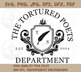 The Tortured Poets Department SVG Instant Download, DXF, PNG JPG, EPS | Tortured Poets Department Crest SVG Download, SVG, PNG JPG, EPS, DXF, PDF