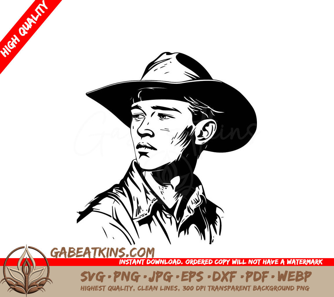 Cowboy Hat Man Portrait SVG SVG