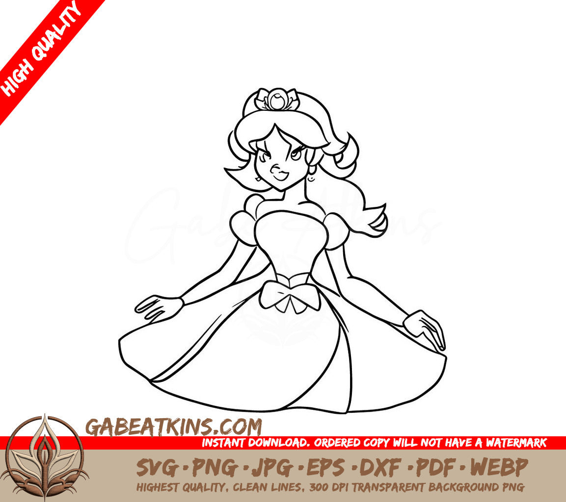 Princess Peach SVG Coloring Page SVG