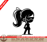 Minimalist Comic Girl Silhouette SVG - Sunglasses & Ponytail SVG