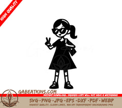Minimalist Comic Girl Sunglasses SVG -  Silhouette SVG