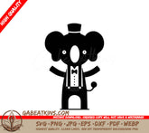 Funny Koala in Suspenders & Top Hat SVG - Minimalist  Silhouette SVG